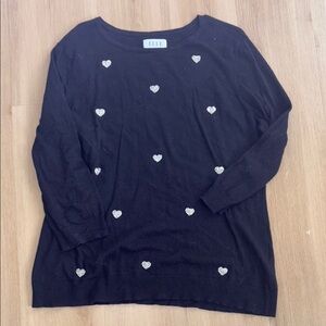 Elle Black Sweater with Heart Accents